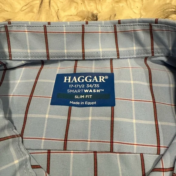 Haggar Blue Dress Shirt with Pinstripes and Tailored Fit - Picture 4 of 4